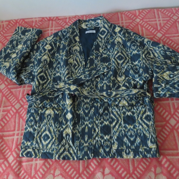 Overlover Jackets Rosebud Jacket in Ikat Blue sz S - Picture 1 of 5